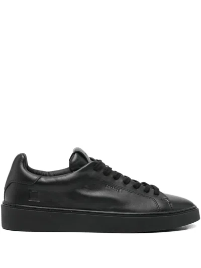 Date Leather Lace-up Sneakers In Black