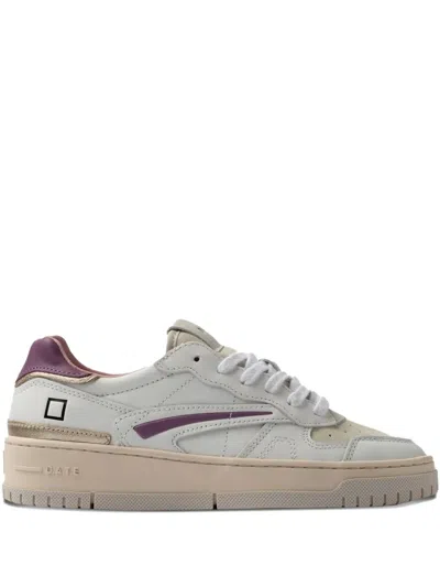 Date Leather Panelled Sneakers In White