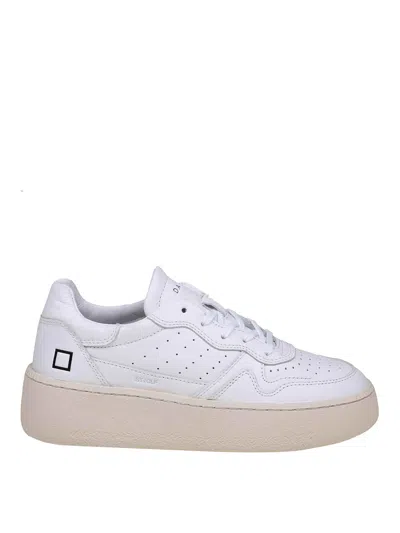 Date Leather Trainers In Blanco