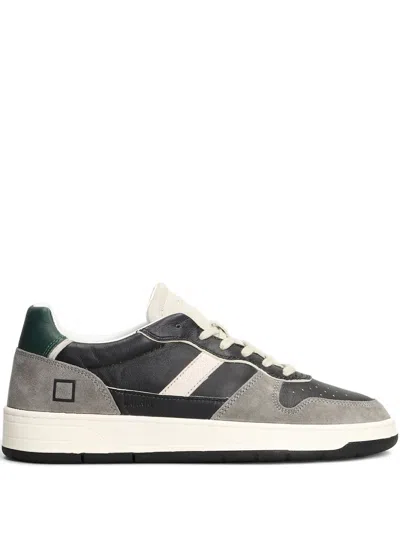 Date Leather Suede-panel Sneakers In Gray
