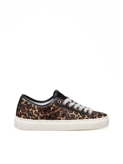 Date Leopard Pony-effect Leather Sneakers In White