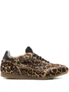 Date Fuga Low Pony Sneakers In Animalier Suede And Fabric In Brown