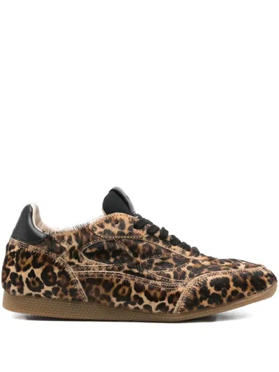 Date Leopard-print Lace-up Sneakers In Brown