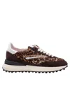 Date D.a.t.e. Leopard Print Pony Skin And Suede Running Sneakers In Multi