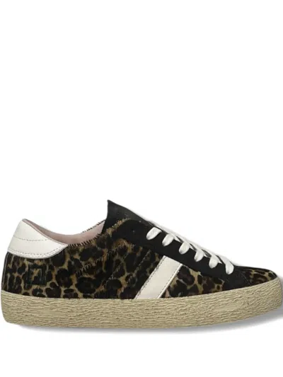 Date Leopard Stripe Hill Lo Trainers In Black