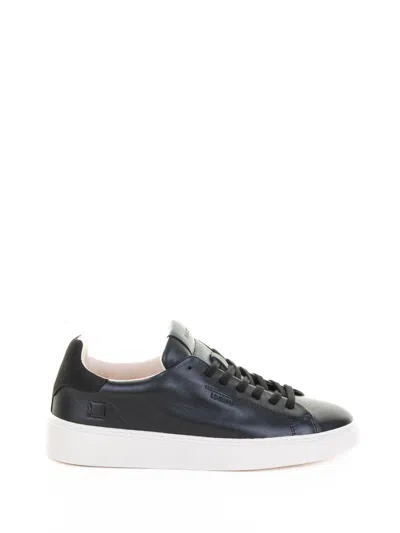 Date D.a.t.e Levante Black Leather Sneaker In Blue