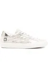 Date Metallic-effect Leather Sneakers In White