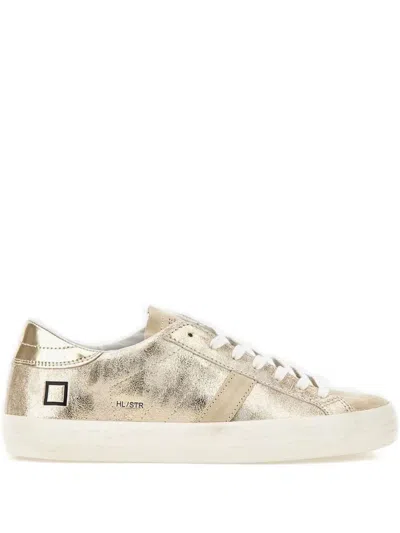 Date Metallic-effect Sneakers In Neutral