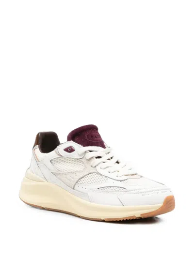 Date Panelled Leather Sneakers In White