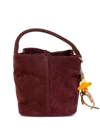Date Suede Charm-detail Shoulder Bag In Burgundy