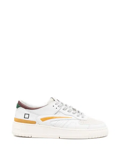 Date Perforated Leather Sneakers In White