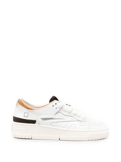 Date Perforated Panelled Sneakers In White
