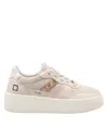 Date D.a.t.e. Platform Sneakers In Hairy Suede And Textured Leather In Neutral