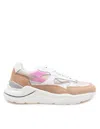 Date D.a.t.e Fuga Sport Sneakers In Leather In Ivory/pink