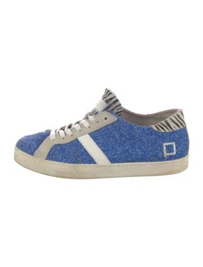 Pre-owned Date Sequins Colorblock Pattern Sneakers In Blue