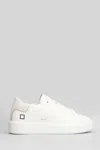 Date Sfera Calf Sneakers In White Suede And Leather In White