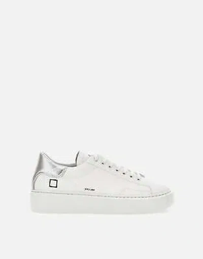 Pre-owned Date D.a.t.e. Sfera Laminated Leather Sneakers - White/silver 100% Original