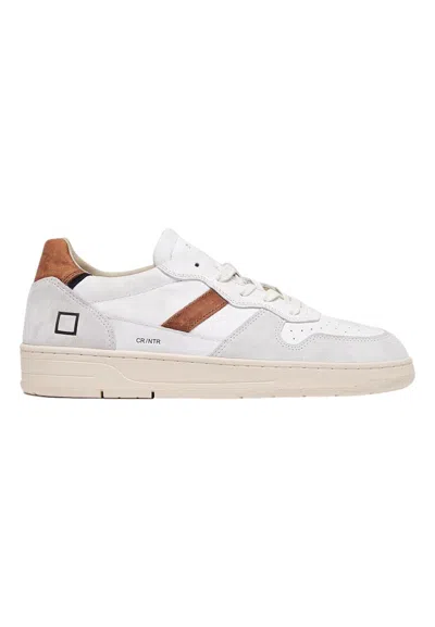Pre-owned Date D.a.t.e. Sneakers Court 2.0 Natural White-cuoio M411 C2 Nt Wi In White Cuoio