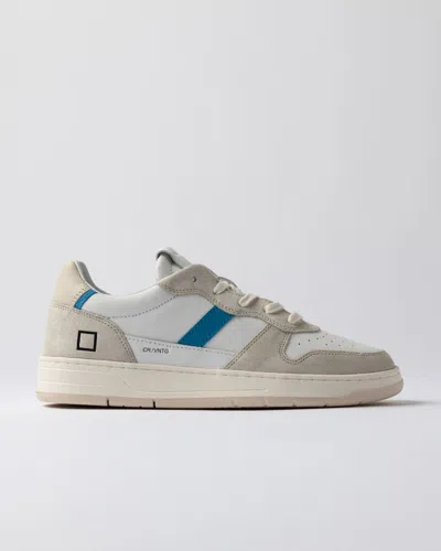 Date Sneakers Man  M421-c2-vc-we Court 2.0 Vintage Calf White/blue In Multi