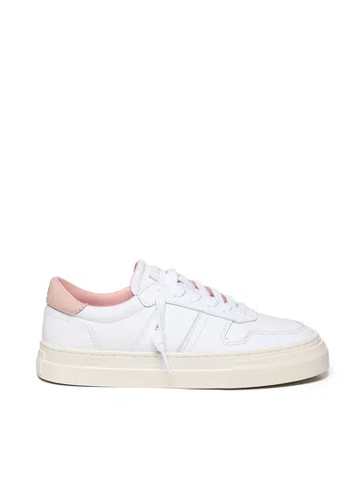 Date Sneakers Studio In Calfskin In White, Rose