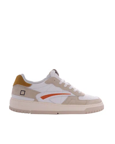 Date Sneakers Torneo Pure Calf White Yellow In Multi