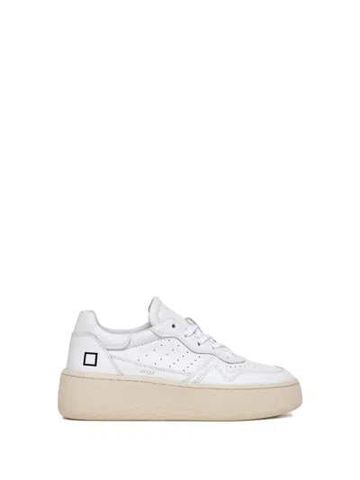 Date Step Calf Womens Leather Sneaker In White