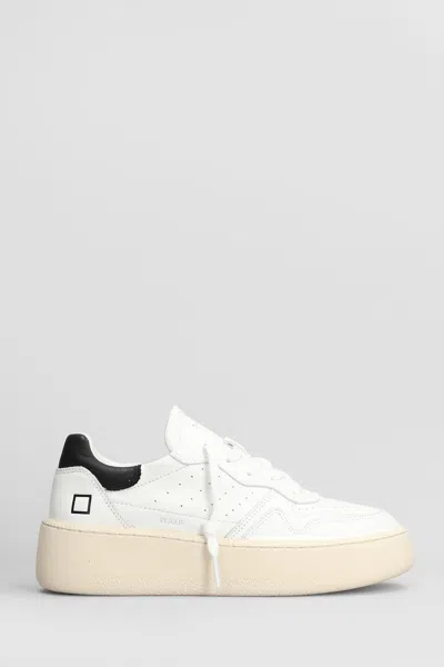 Date Calf Leather Low-top Sneakers In White