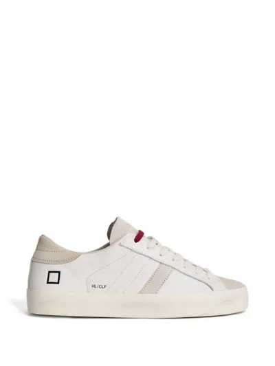 Date Stripe-detail Lace-up Sneakers In White