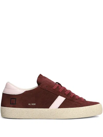 Date Suede Leather Stripe Sneakers In Red