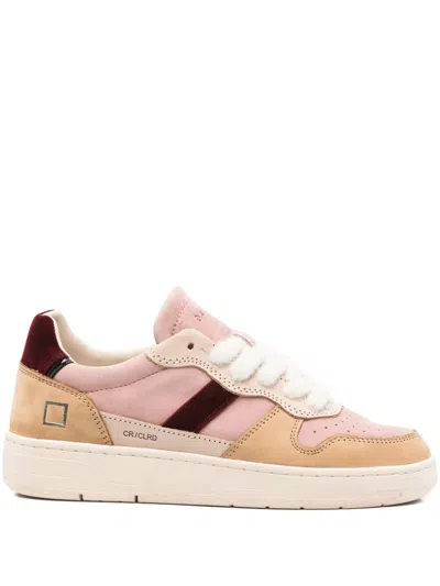 Date Suede Panelled Sneakers In Pink