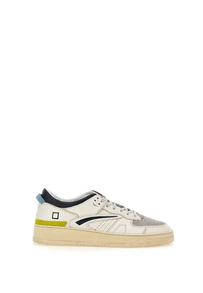 Date Torneo Colored Leather Sneakers In White