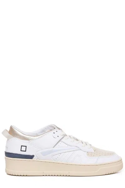 Date Torneo Sneakers In White Leather In Bianco-beige