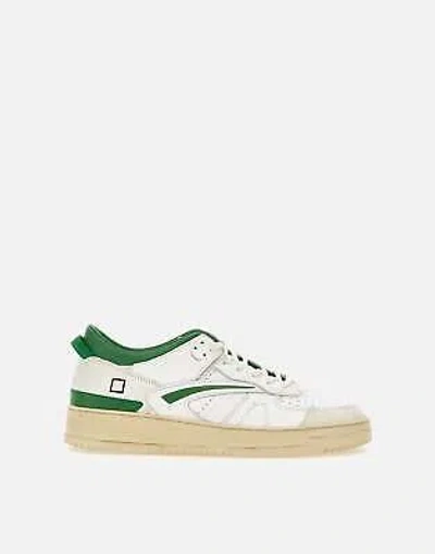Pre-owned Date D.a.t.e. Torneo Leather White & Emerald Sneakers 100% Original