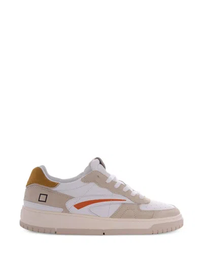 Date Torneo Pure Calf Trainers In White And Yellow In Multi