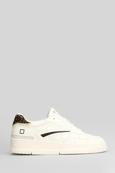 Date Torneo Pure Pop Sneakers In Beige Leather And Fabric In White