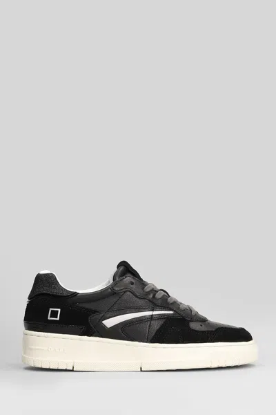 Date Torneo Pure Vintage Sneakers In Black Leather And Fabric