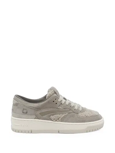 Date Torneo Shearling-panel Sneakers In Gray