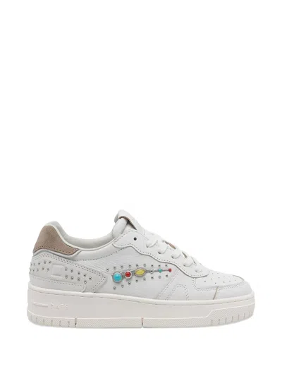 Date Torneo Stud-embellished Sneakers In White