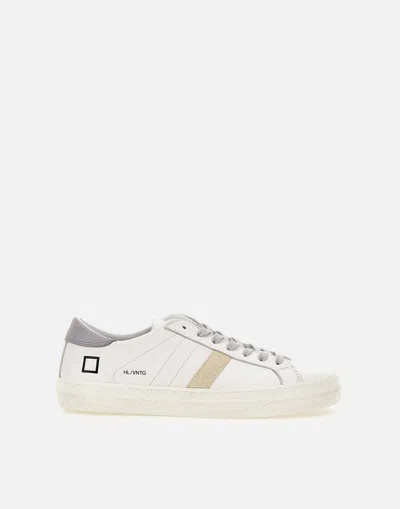 Date D.a.t.e. Hillow Vintage White Suede Sneakers In White-lilac