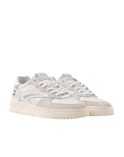 Date White Torneo Pure Basic Leather Sneakers In Neutral