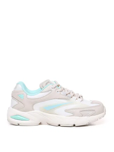Date Laced Sneakers In White, Light Blue