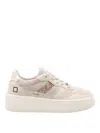 Date D.a.t.e. Platform Sneakers In Hairy Suede And Textured Leather In Multi