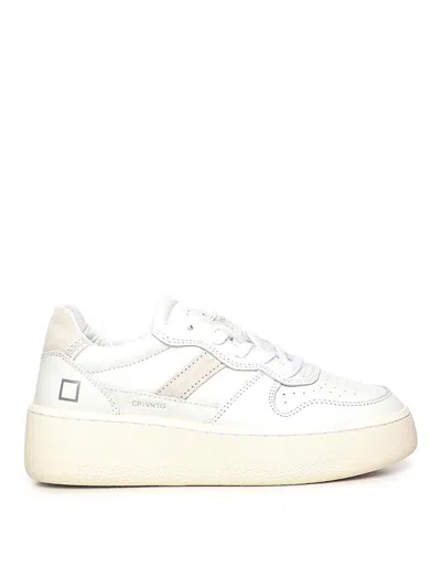 Date Court Platform Vintage Sneakers In White