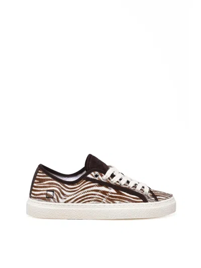 Date Zebra Calfskin Leather Sneakers In Brown