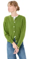 Daughter & Ada Crewneck Cardigan Green In Green