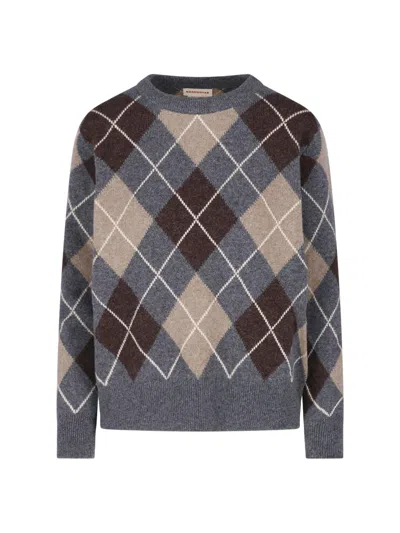 Daughter & Argyle Crewneck Sweater In Multicolor