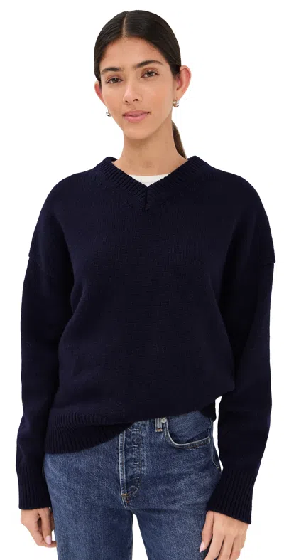 Daughter & Balla V Neck Pullover Navy In Blue