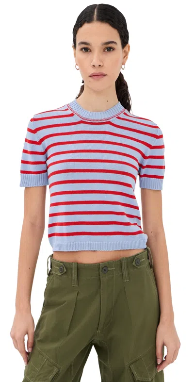 Daughter & Breton Knit Tee Pale Blue/red Stripes