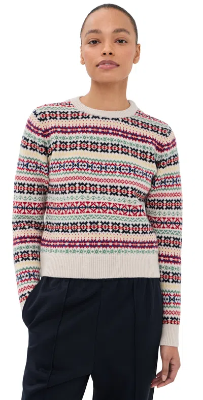 Daughter & Fair Isle Shrunken Crew Neck Sweater Ecru Base In Multi
