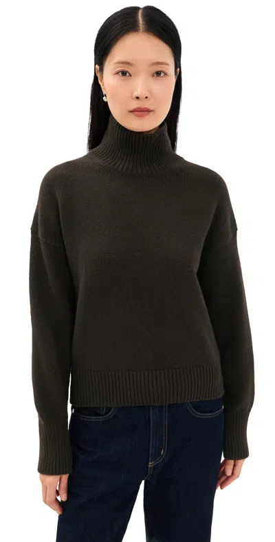 Daughter & Sora Slouch High Neck Wool Sweater Dark Brown